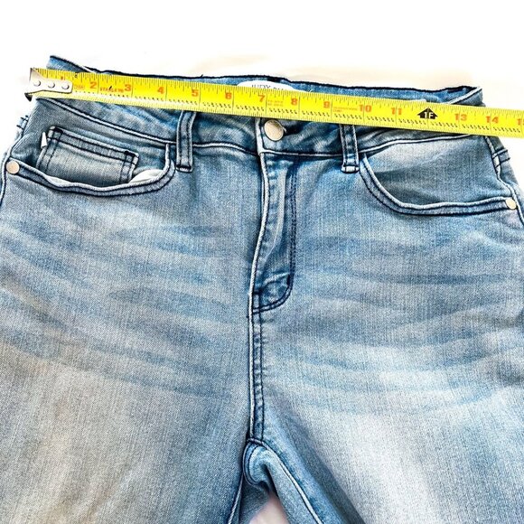 Judy Blue Light Wash Release Raw Hem Skinny Fit Ankle Crop Luna Jeans 7/28 - Picture 11 of 13